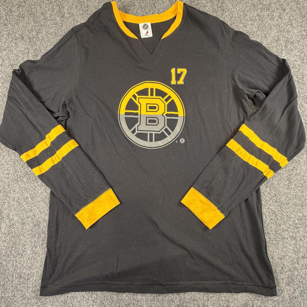 Boston Bruins Milan Lucic 17 NHLPA Long Sleeve Shirt Black Yellow Mens M VTG 954